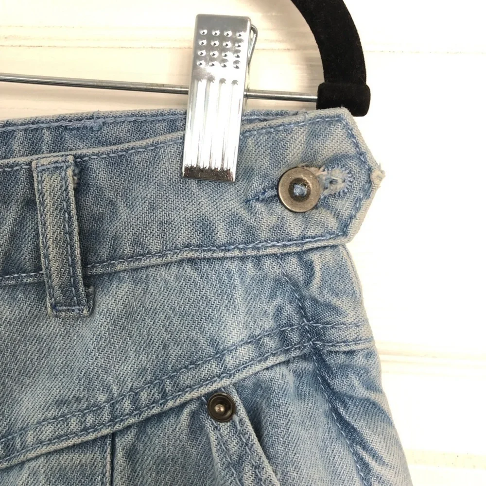 Free People Scout Light Wash Denim Set with Pleated Midi Skirt Size 10